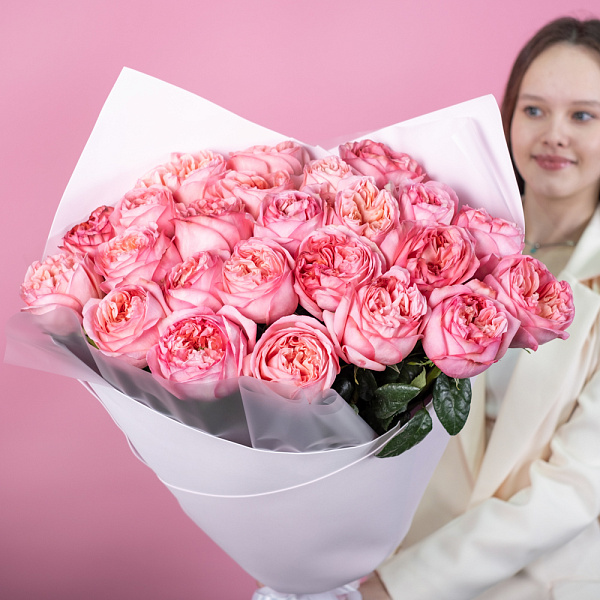 Купить Букет из 25 пионовидных розовых роз 70 см Pink Expression в  с бесплатной доставкой: цена, фото, описание